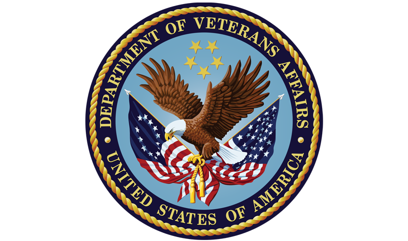 The Seal of the Department of Veterans Affairs eagle five stars American flags